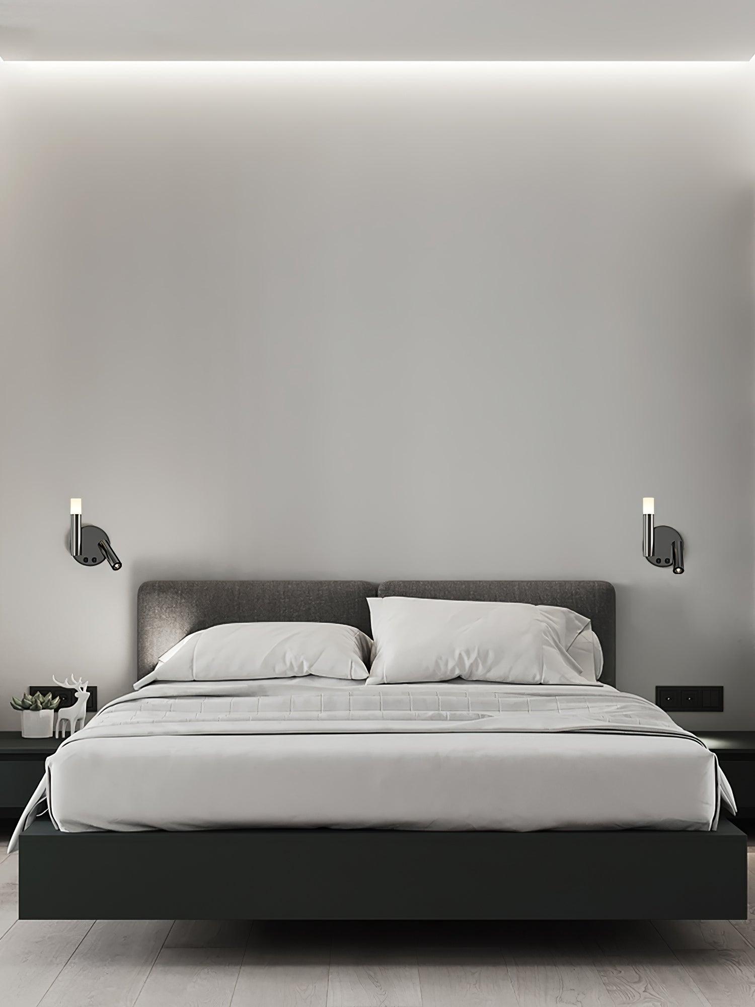Adjustable LED Bedside Reading Wall Lamp Set of 2 with Space Saving Flush Mount Design
