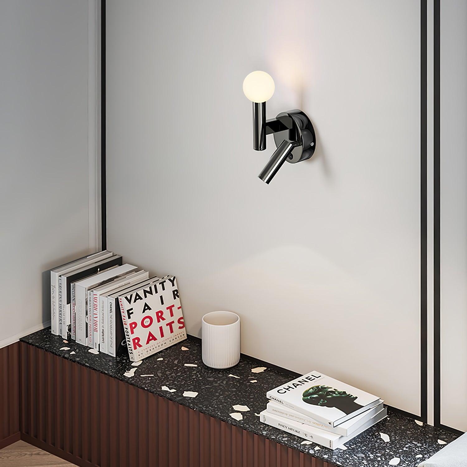 Adjustable LED Bedside Reading Wall Lamp Set of 2 with Space Saving Flush Mount Design