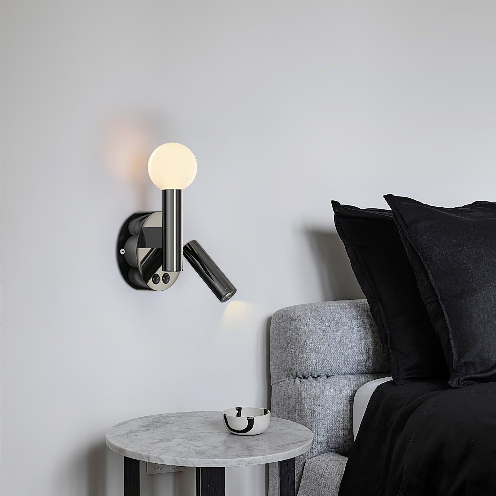 Adjustable LED Bedside Reading Wall Lamp Set of 2 with Space Saving Flush Mount Design
