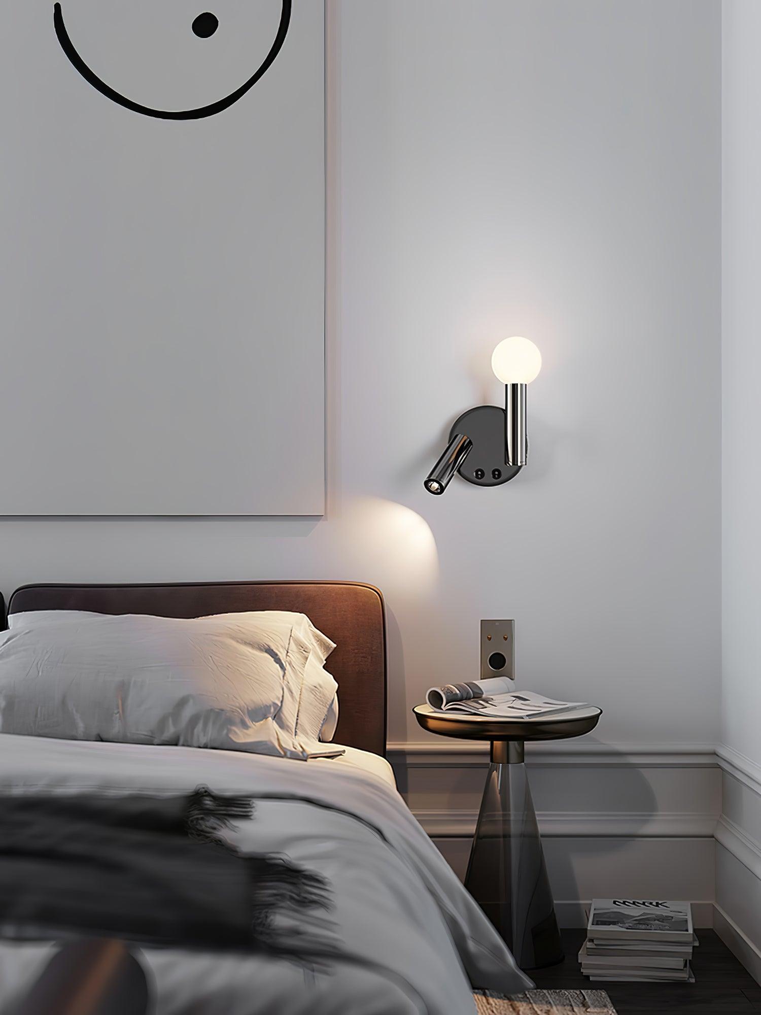 Adjustable LED Bedside Reading Wall Lamp Set of 2 with Space Saving Flush Mount Design