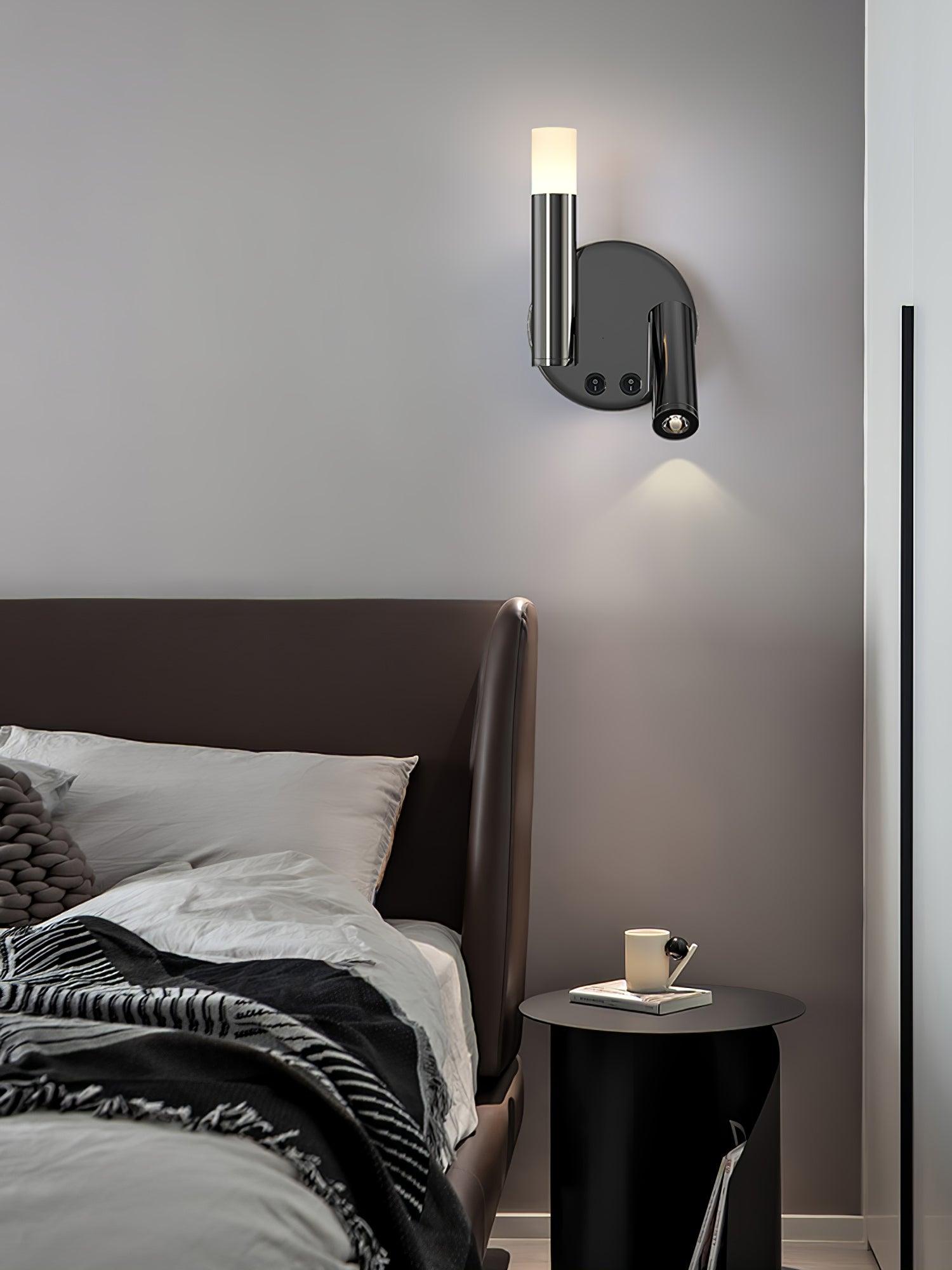 Adjustable LED Bedside Reading Wall Lamp Set of 2 with Space Saving Flush Mount Design