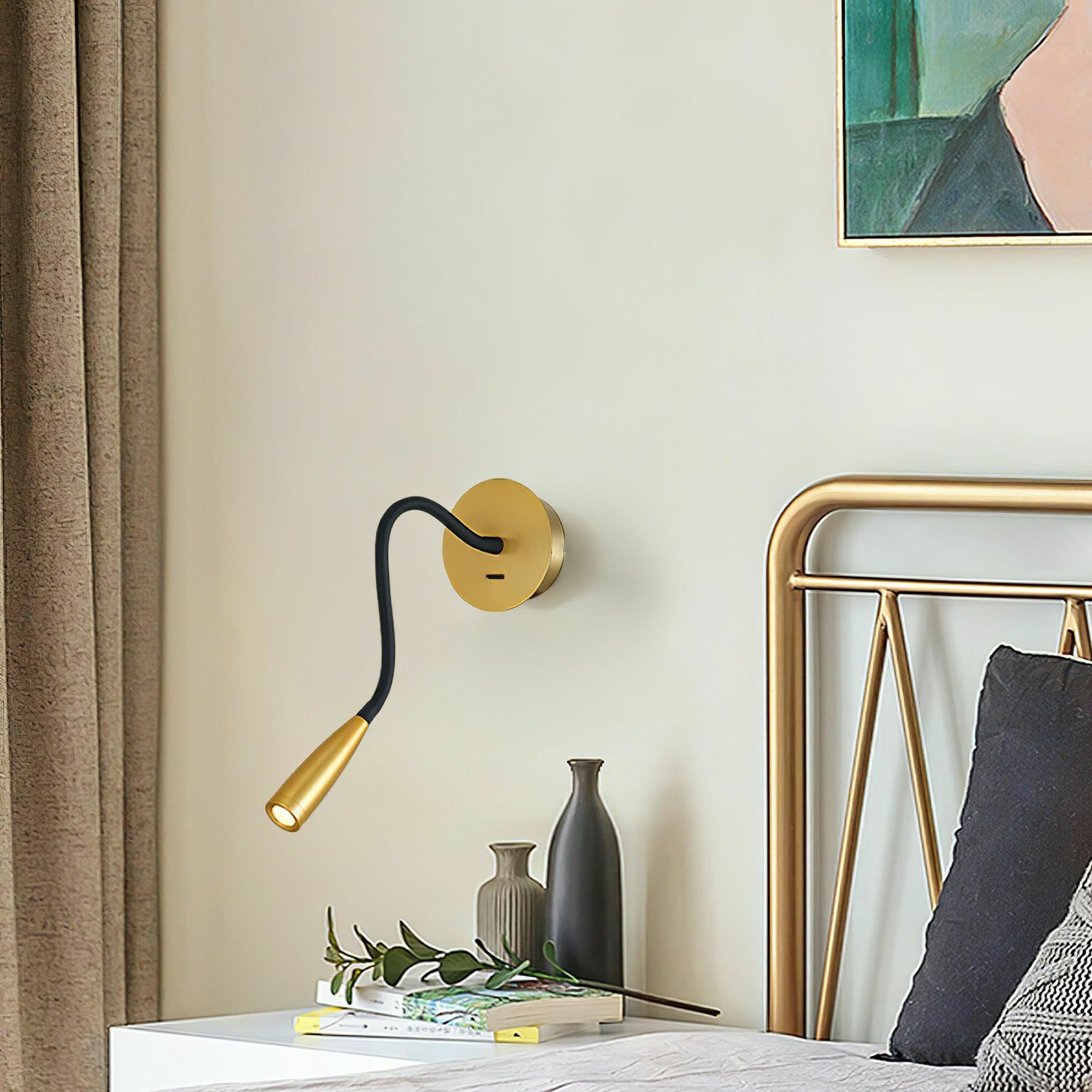 Adjustable Modern Flexible Hose LED Wall Sconce Bedside Reading Lamp Set of 2