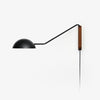 Adjustable Modern Swing Arm Wall Sconce with Dome Shade and Wooden Bracket Plug In Light