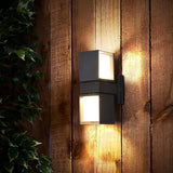 Adjustable Square Outdoor Wall Light Dual LED Up and Down Exterior Sconce in Black Aluminum