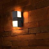 Adjustable Square Outdoor Wall Light Dual LED Up and Down Exterior Sconce in Black Aluminum