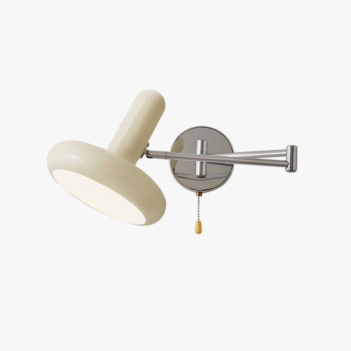 Adjustable Swing Arm Rocker Wall Lamp Sconce with Cream Shade for Interior Reading and Bedroom Lighting