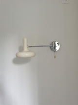 Adjustable Swing Arm Rocker Wall Lamp Sconce with Cream Shade for Interior Reading and Bedroom Lighting