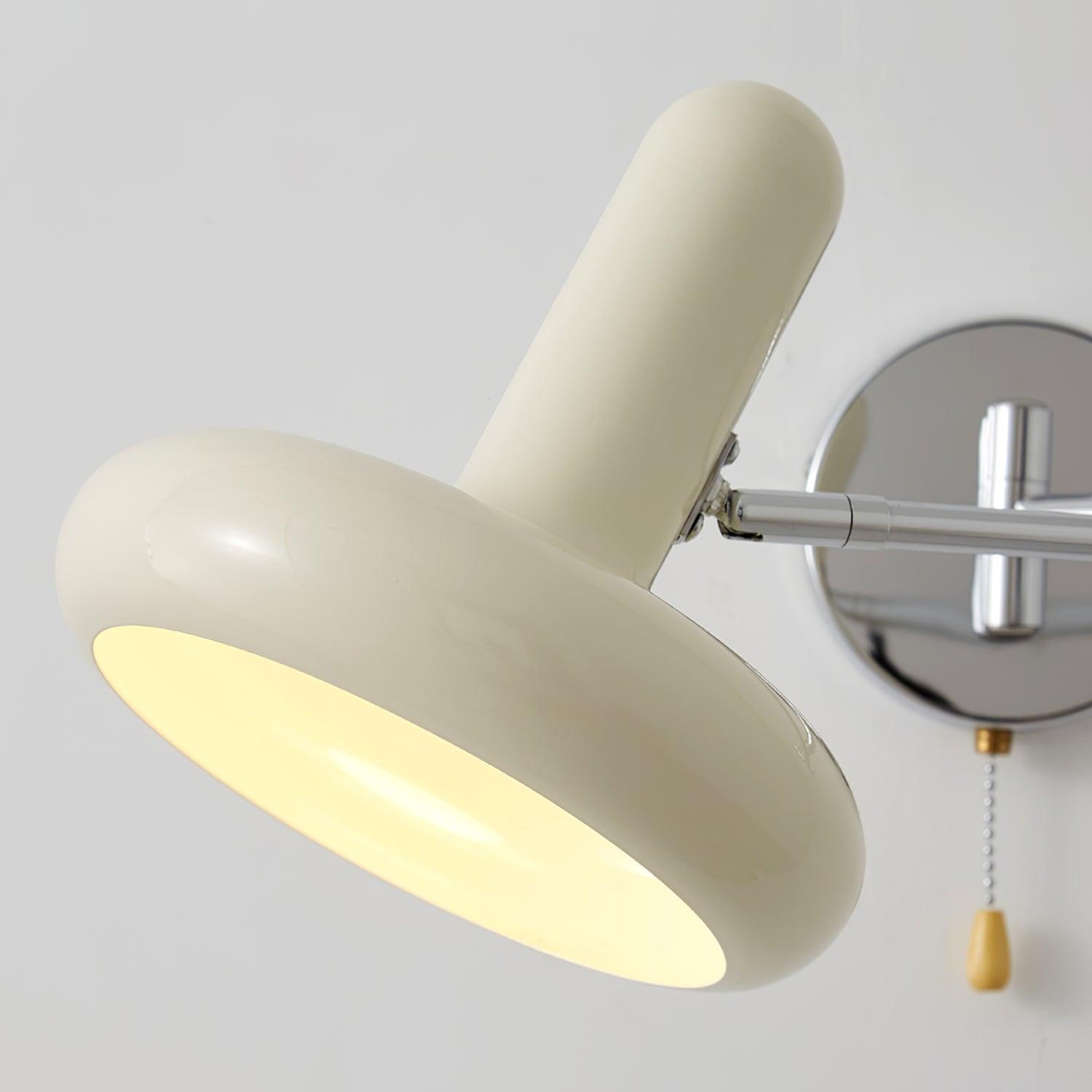 Adjustable Swing Arm Rocker Wall Lamp Sconce with Cream Shade for Interior Reading and Bedroom Lighting