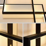 Modern Rectangular Three Tier LED Flush Mount Ceiling Light with Integrated Central Panel