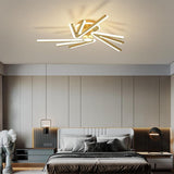 Modern Flower Shaped LED Ceiling Light Abstract Gold Geometric Flush Mount Fixture