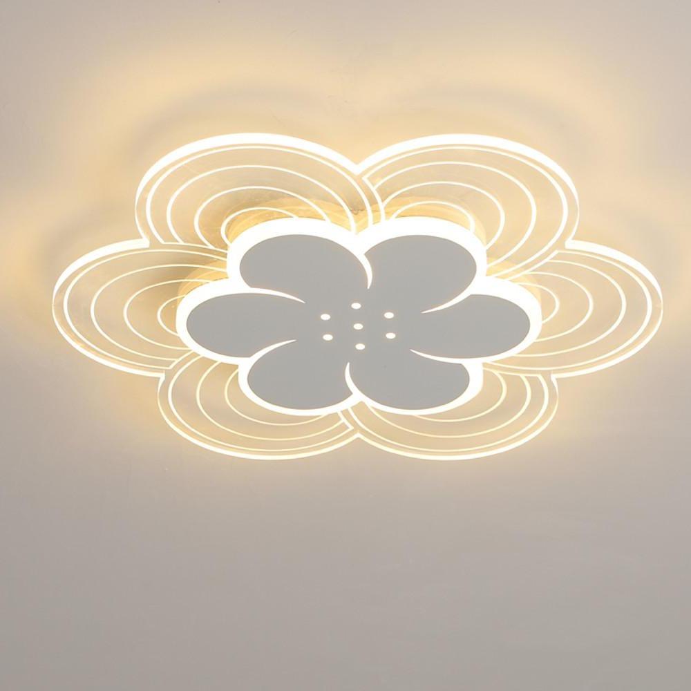 White Flower Silhouette LED Flush Mount Ceiling Light Dimmable Modern Minimalist Fixture