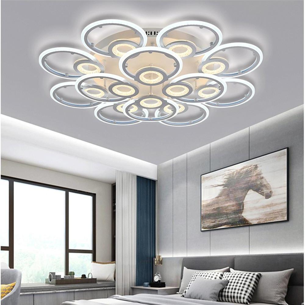 Modern Geometric Ring LED Flush Mount Ceiling Light for Bedroom Living Room White Metal Nordic Style
