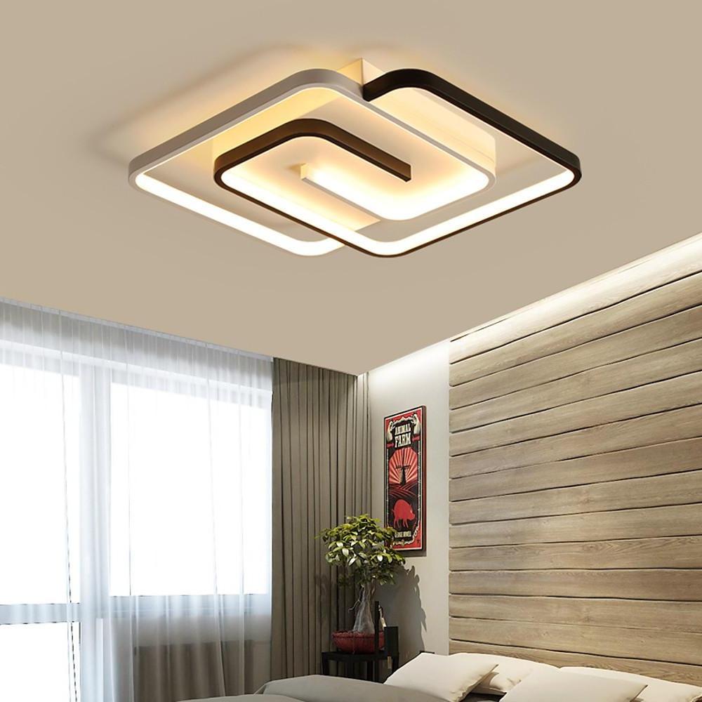 Modern Abstract Geometric LED Flush Mount Ceiling Light Low Profile Interlocking Shapes