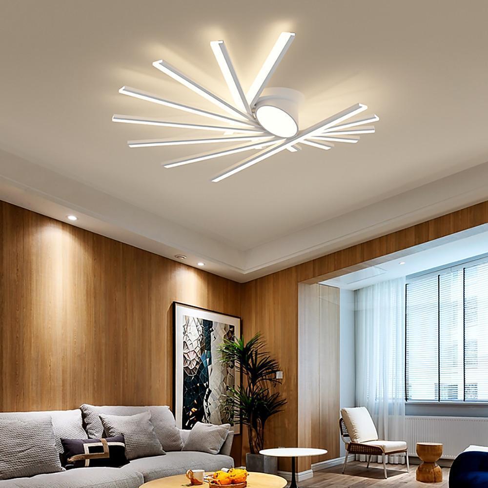 Modern Minimalist White LED Flush Mount Ceiling Light with Linear Oval Stick Design