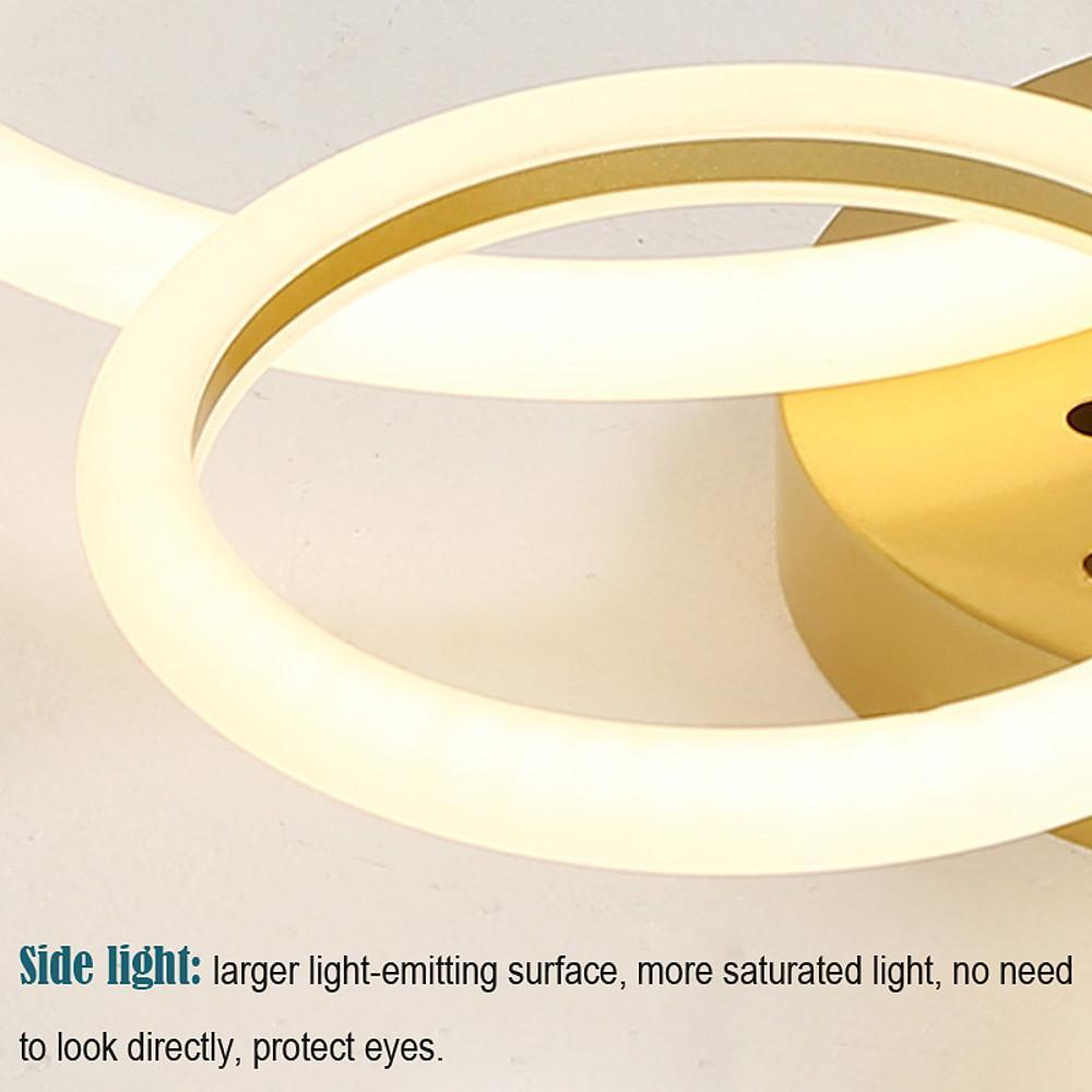 Gold Circular LED Flush Mount Ceiling Light Dimmable Modern Ring Chandelier Fixture