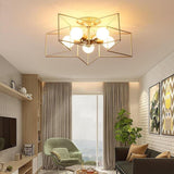 Modern Geometric Star Metal LED Ceiling Light Flush Mount Fixture for Home and Office