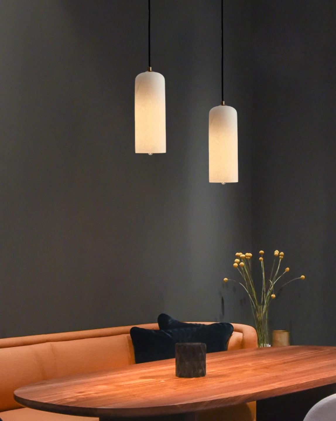 Alabaster Pendant Light Mid Century Modern Brass Hanging Lamp for Kitchen Island Foyer