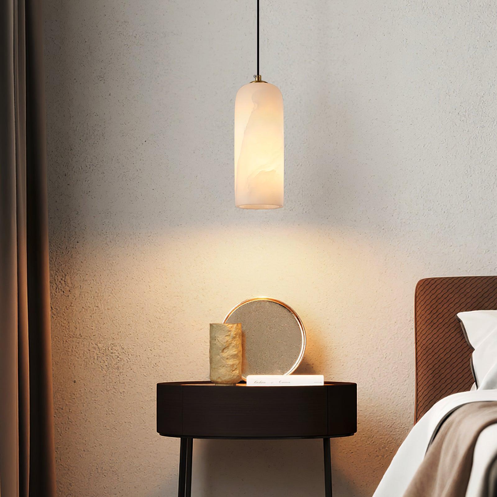 Alabaster Pendant Light Mid Century Modern Brass Hanging Lamp for Kitchen Island Foyer