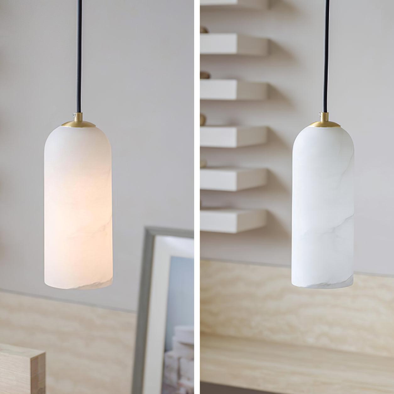 Alabaster Pendant Light Mid Century Modern Brass Hanging Lamp for Kitchen Island Foyer