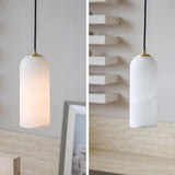 Alabaster Pendant Light Mid Century Modern Brass Hanging Lamp for Kitchen Island Foyer