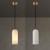 Alabaster Pendant Light Mid Century Modern Brass Hanging Lamp for Kitchen Island Foyer