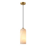 Alabaster Pendant Light Mid Century Modern Brass Hanging Lamp for Kitchen Island Foyer