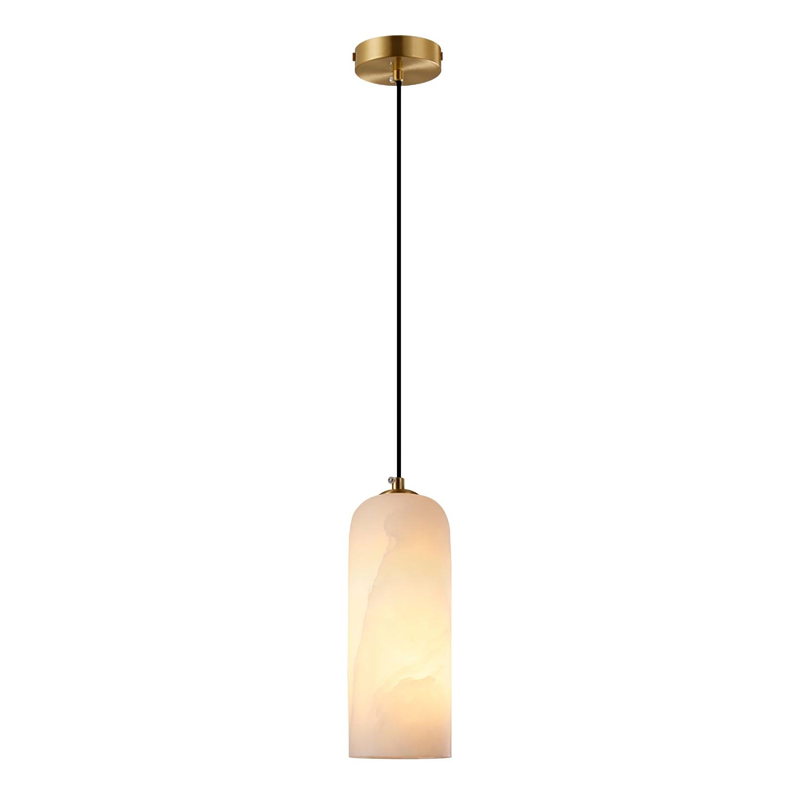 Alabaster Pendant Light Mid Century Modern Brass Hanging Lamp for Kitchen Island Foyer