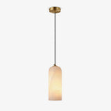 Alabaster Pendant Light Mid Century Modern Brass Hanging Lamp for Kitchen Island Foyer