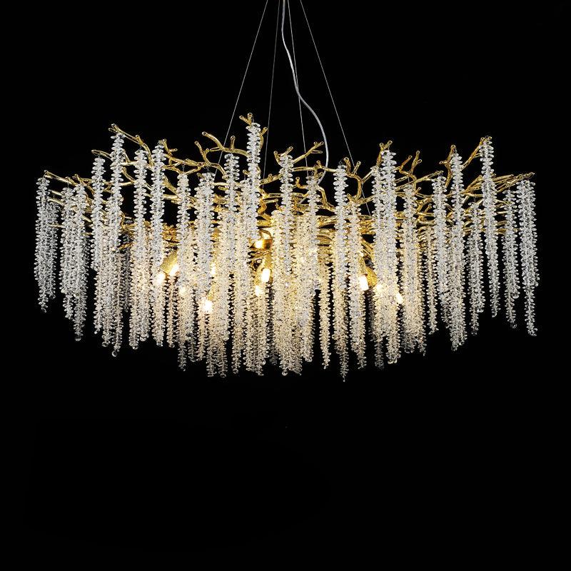 Albero Modern Gold Crystal Chandelier Ceiling Light for Living Room Dining Area