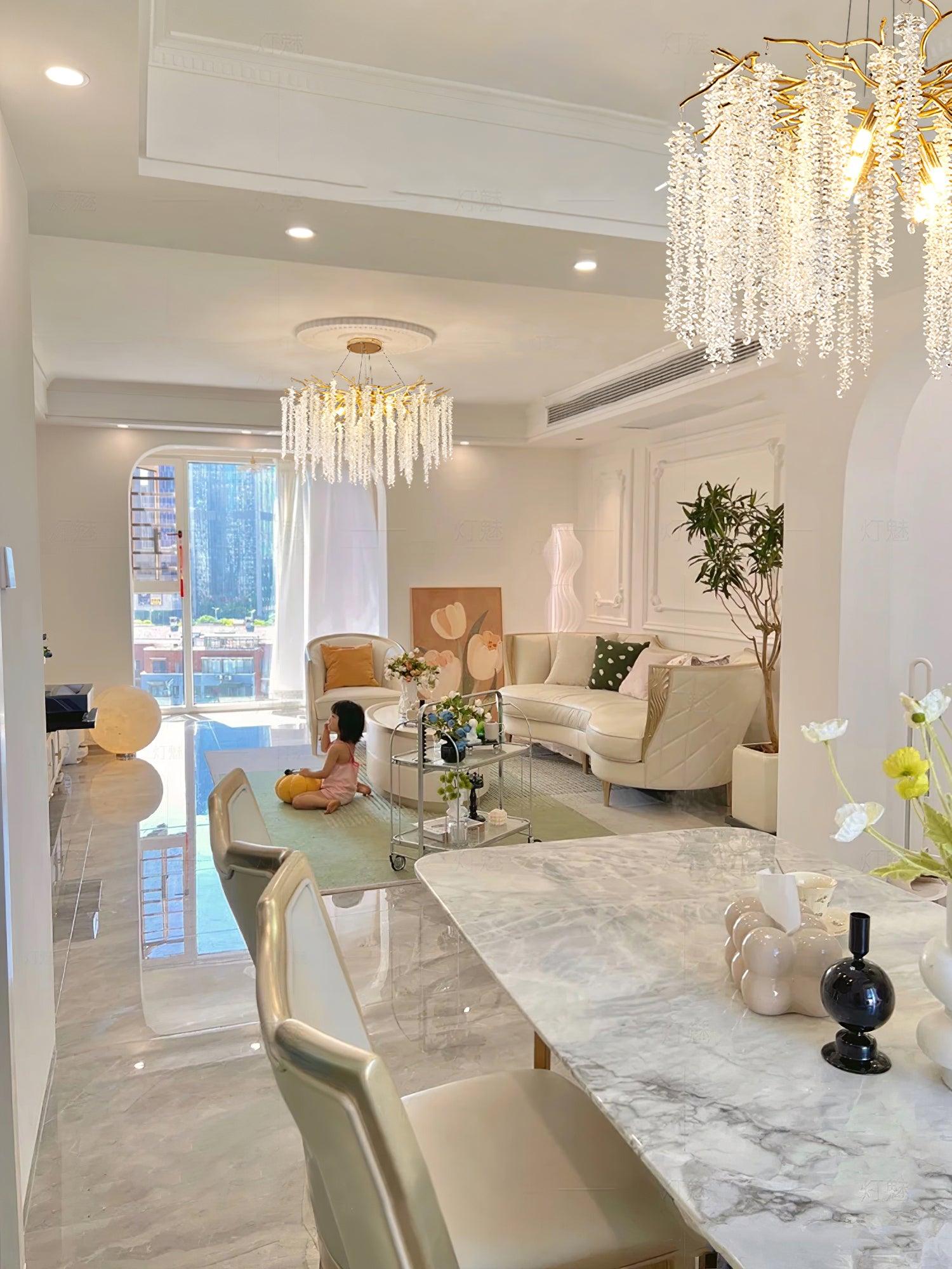 Albero Modern Gold Crystal Chandelier Ceiling Light for Living Room Dining Area