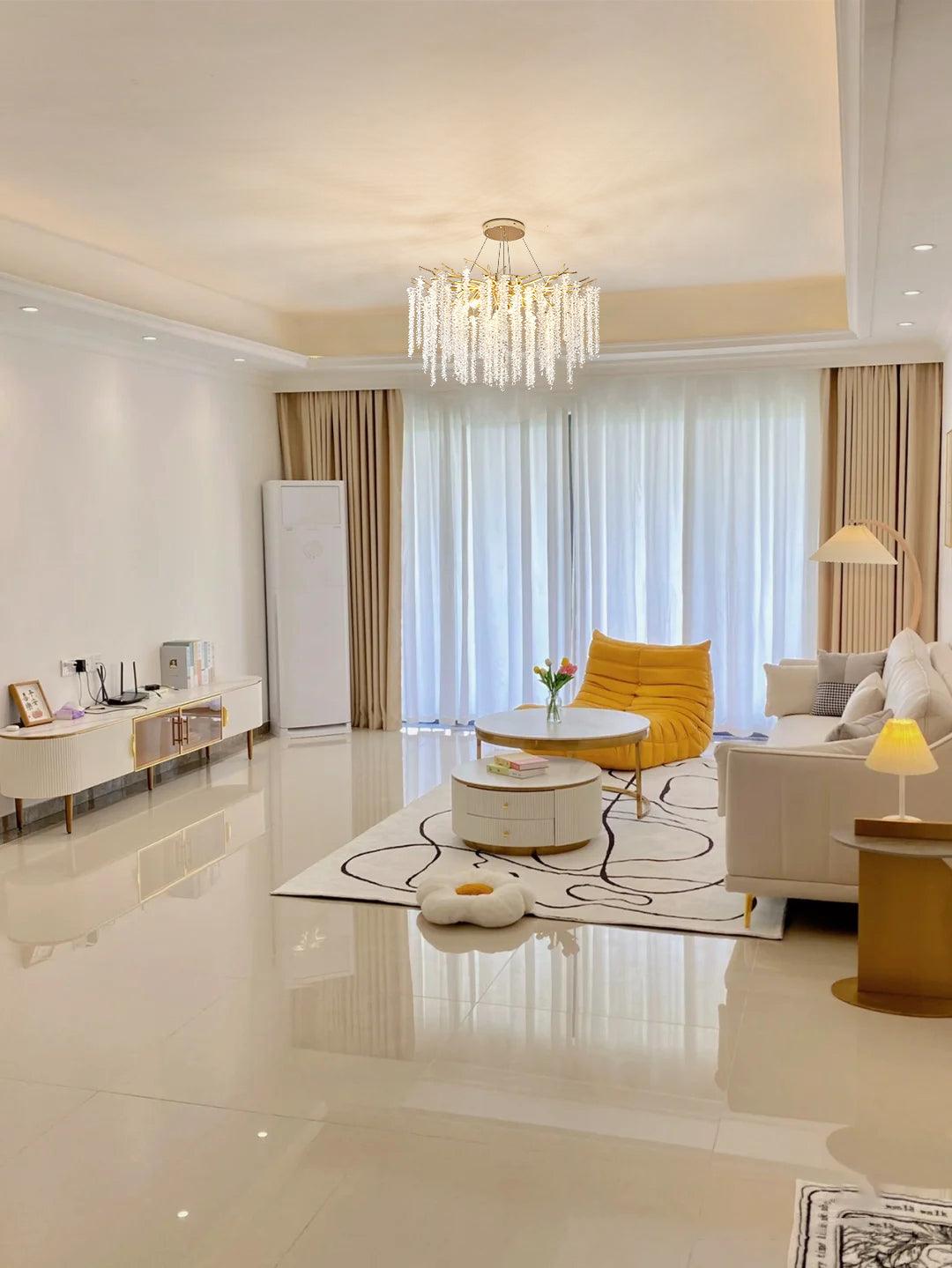 Albero Modern Gold Crystal Chandelier Ceiling Light for Living Room Dining Area