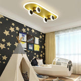 Creative Gold Skateboard Shaped LED Flush Mount Ceiling Light for Kids Room Dimmable Lighting