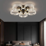 Modern Geometric Circles LED Flush Mount Ceiling Light for Contemporary Living Room