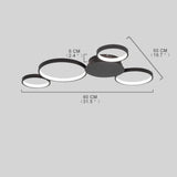 Modern LED Multi Circle Flush Mount Ceiling Light with Dimmable Tri Color Aluminum Rings