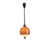 Amber Glass Dome Pendant Light with Walnut Wood Detail and Retractable Elastic Cord