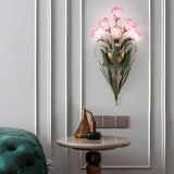 American Pastoral Floral Bouquet Wall Sconce Vintage Iron Leaf Glass Flower Light