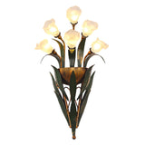 American Pastoral Floral Bouquet Wall Sconce Vintage Iron Leaf Glass Flower Light