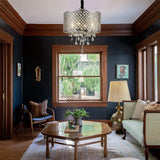 American Retro Round Iron and Crystal Chandelier Elegant Pendant Lighting for Dining Room