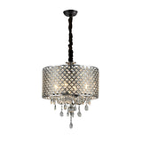 American Retro Round Iron and Crystal Chandelier Elegant Pendant Lighting for Dining Room