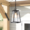 American Style Black Outdoor Chandelier Waterproof Iron and Glass LED Pendant Light for Entryway