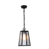 American Style Black Outdoor Chandelier Waterproof Iron and Glass LED Pendant Light for Entryway