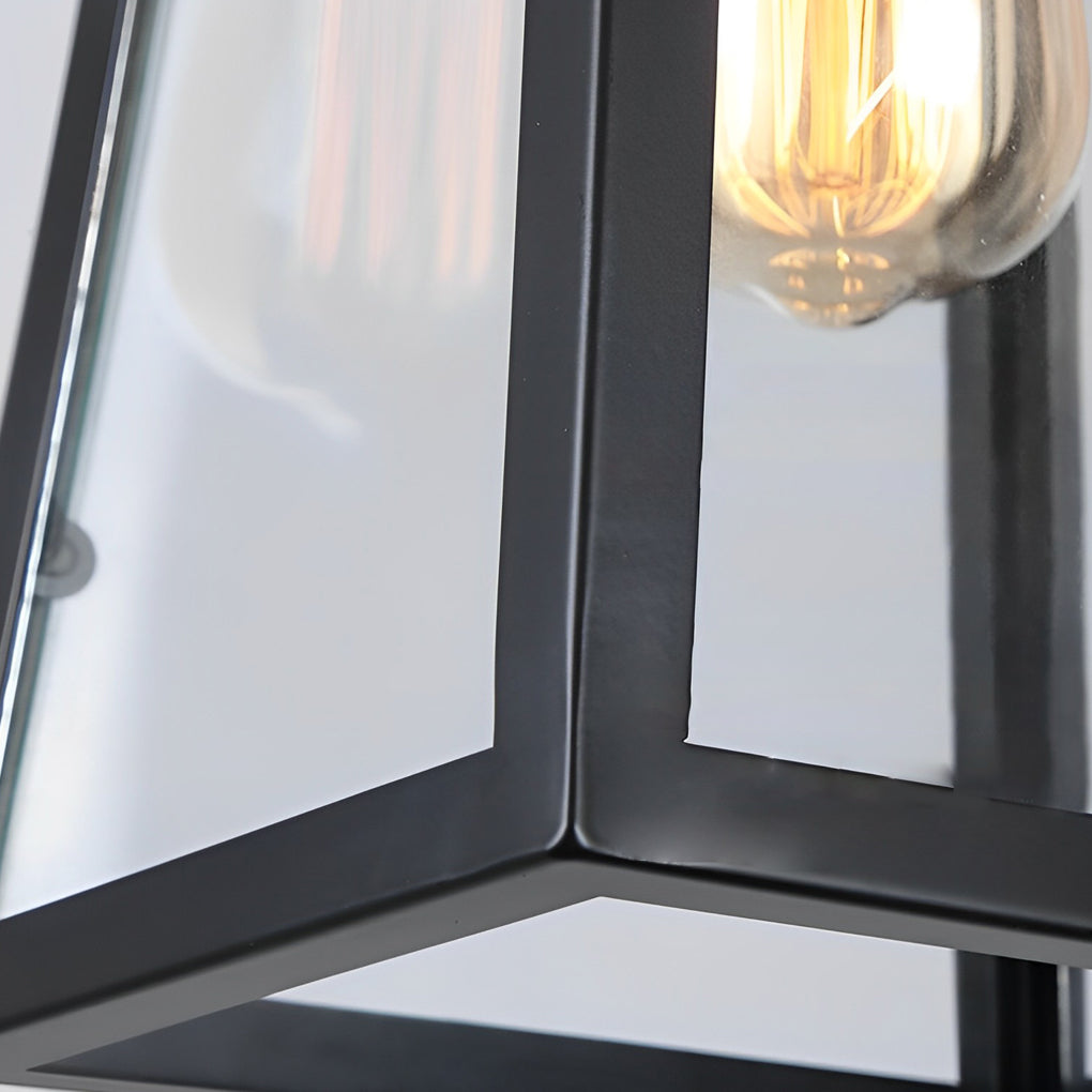 American Style Black Outdoor Chandelier Waterproof Iron and Glass LED Pendant Light for Entryway