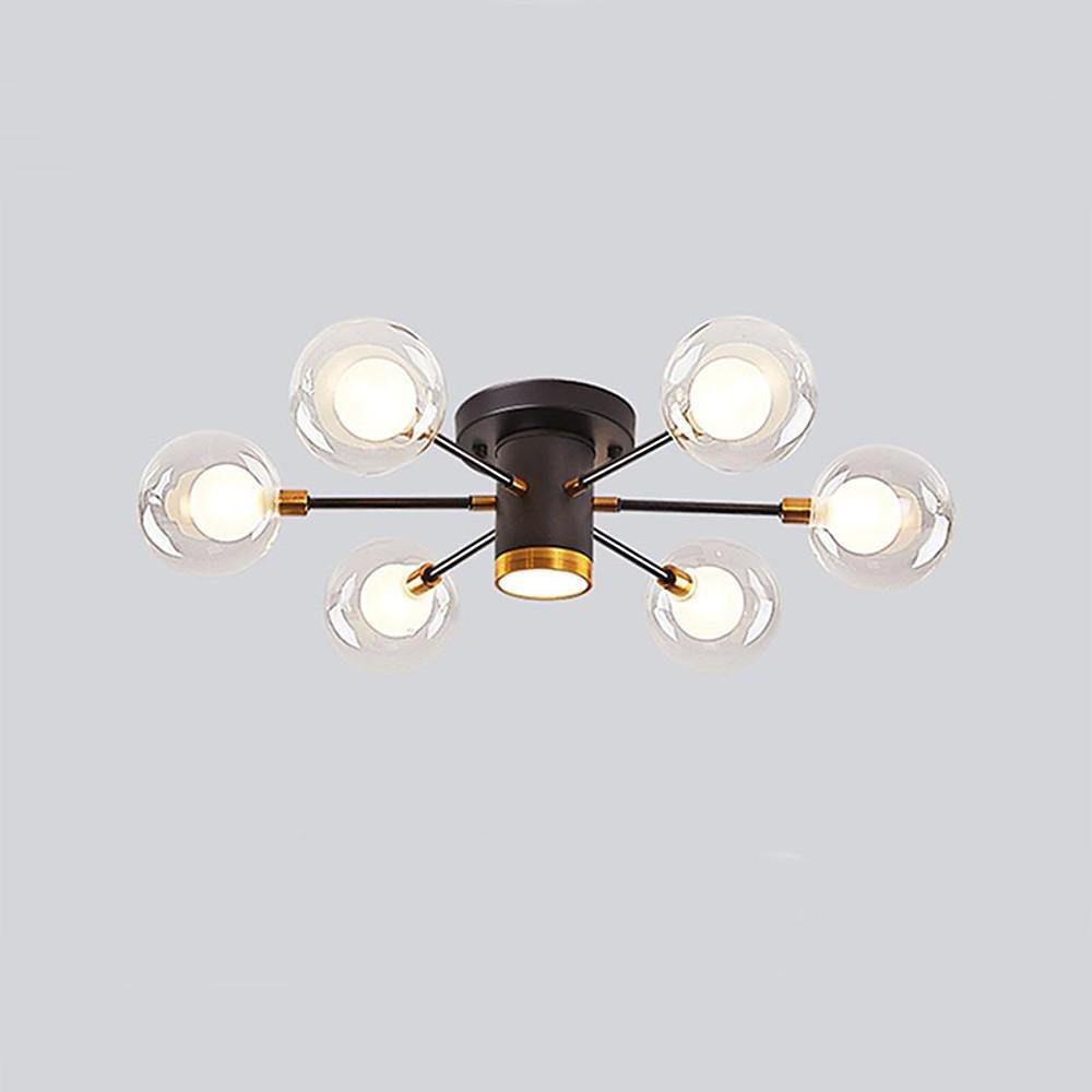 Modern 6 Light Globe Glass Flush Mount Ceiling Light for Bedroom and Living Room