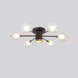Modern 6 Light Globe Glass Flush Mount Ceiling Light for Bedroom and Living Room