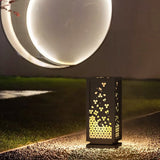 Antique Asian Hollow Carved Outdoor Post Light Waterproof Stainless Steel Landscape Pillar Lamp