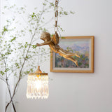 Antique Baroque Angel Crystal Pendant Light Brass Chandelier for Bedroom and Living Room