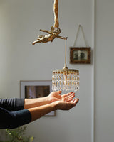 Antique Baroque Angel Crystal Pendant Light Brass Chandelier for Bedroom and Living Room