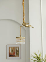 Antique Baroque Angel Crystal Pendant Light Brass Chandelier for Bedroom and Living Room