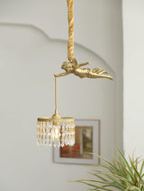 Antique Baroque Angel Crystal Pendant Light Brass Chandelier for Bedroom and Living Room