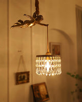 Antique Baroque Angel Crystal Pendant Light Brass Chandelier for Bedroom and Living Room